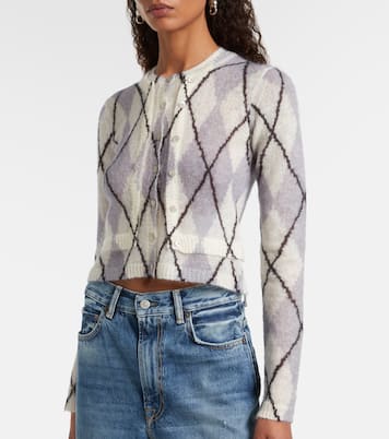 Kahoo argyle cropped mohair-blend cardigan | Acne Studios