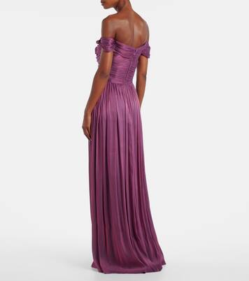 Ruched off-shoulder gown | Costarellos