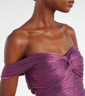 Ruched off-shoulder gown | Costarellos