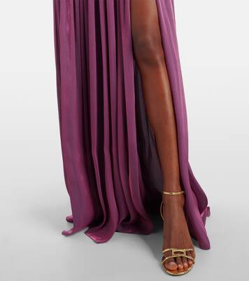 Ruched off-shoulder gown | Costarellos