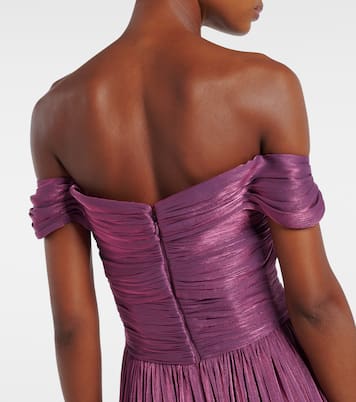 Ruched off-shoulder gown | Costarellos