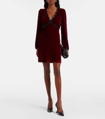 Vestido corto Macie de terciopelo con encaje | Rixo