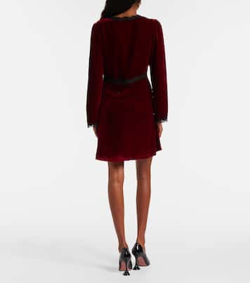 Vestido corto Macie de terciopelo con encaje | Rixo