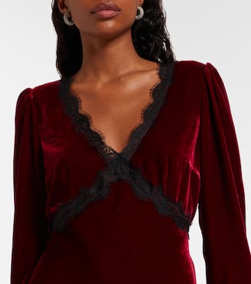Vestido corto Macie de terciopelo con encaje | Rixo