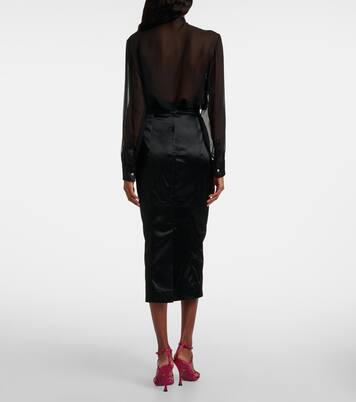 Gonna a tubino in raso a vita alta | Dolce&Gabbana