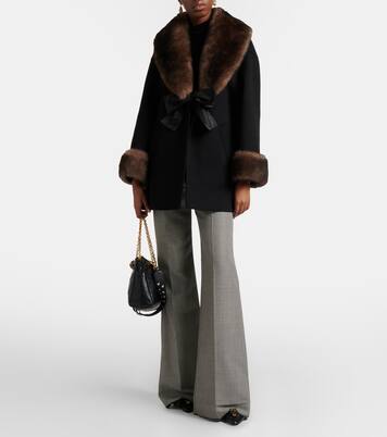 Shearling-trimmed wool and cashmere peacoat | Valentino