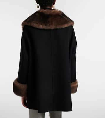 Shearling-trimmed wool and cashmere peacoat | Valentino
