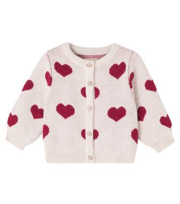 Baby Hearts jacquard wool cardigan | Wheat