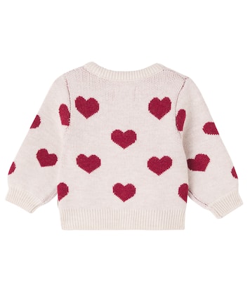 Baby Hearts jacquard wool cardigan | Wheat