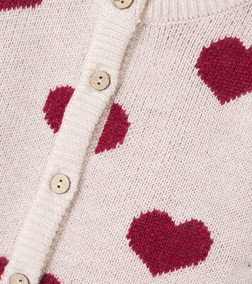 Baby Hearts jacquard wool cardigan | Wheat