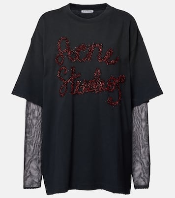 Layered cotton jersey and mesh T-shirt | Acne Studios