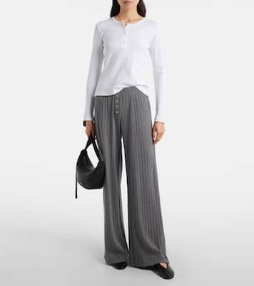 Pointelle cotton wide-leg pants | Leset