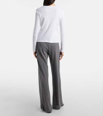 Pointelle cotton wide-leg pants | Leset