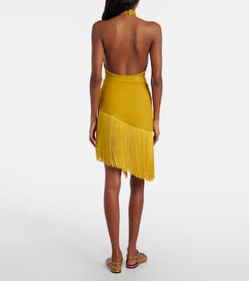 Artemis fringed beach cover-up and swimsuit | Taller Marmo