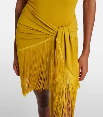 Artemis fringed beach cover-up and swimsuit | Taller Marmo