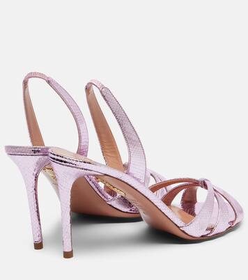 Tati 85 스네이크 이펙트 메탈릭 레더 샌들 | Aquazzura