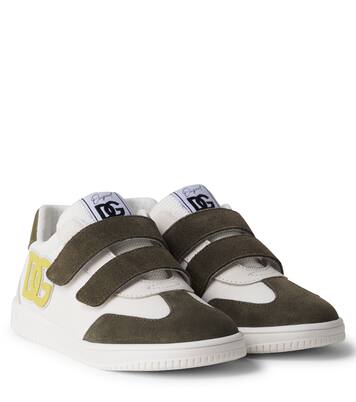 DG leather-trimmed sneakers | Dolce&Gabbana Kids