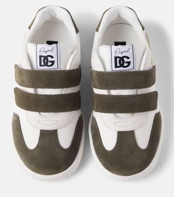 DG leather-trimmed sneakers | Dolce&Gabbana Kids
