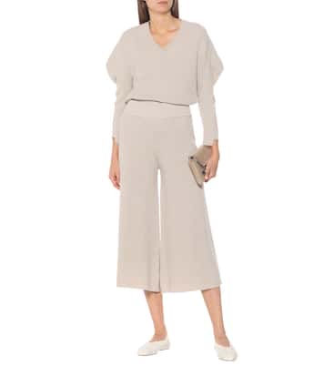 Pantalon ample à taille haute en laine et alpaga | Stella McCartney