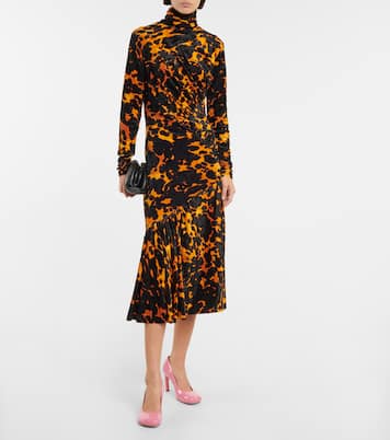 Printed stretch-velvet midi dress | Dries Van Noten