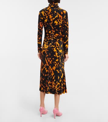 Printed stretch-velvet midi dress | Dries Van Noten