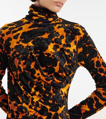 Printed stretch-velvet midi dress | Dries Van Noten