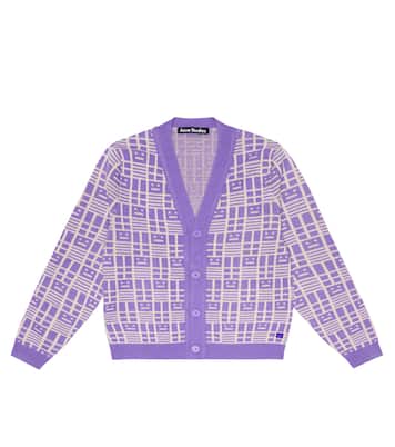Face wool cardigan | Acne Studios Kids