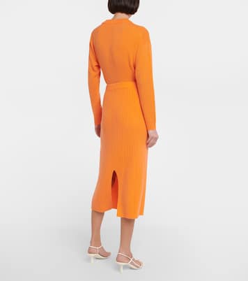 Falda midi de cachemir acanalada | Jardin des Orangers