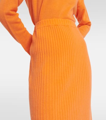 Falda midi de cachemir acanalada | Jardin des Orangers
