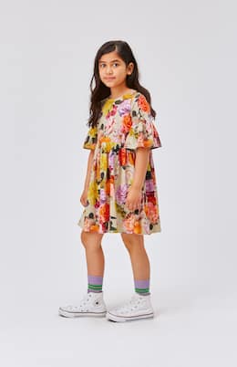 Robe Chasity en velours de coton mélangé à fleurs | Molo