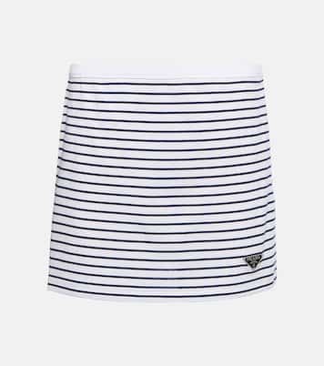 Minifalda en jersey de algodón a rayas | Prada