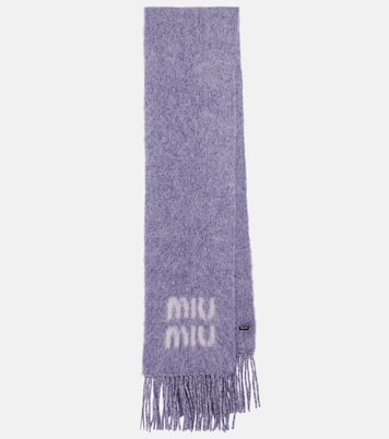 Sciarpa in misto mohair con logo | Miu Miu