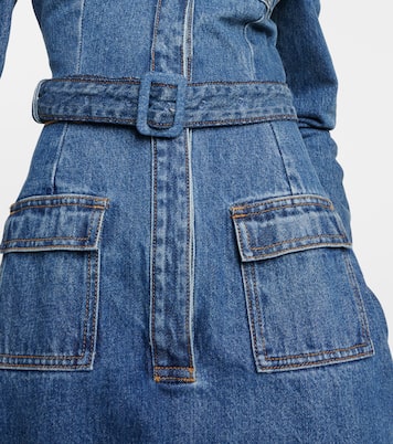 Belted denim midi dress | Self-Portrait