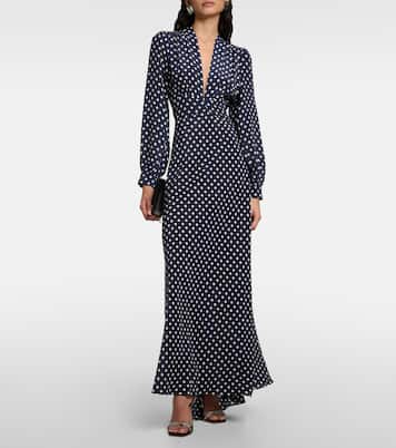 Abito lungo Emory in seta a pois | Rixo