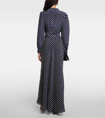Abito lungo Emory in seta a pois | Rixo
