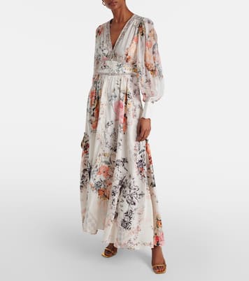 Bedrucktes Maxikleid aus Leinen und Seide | Camilla