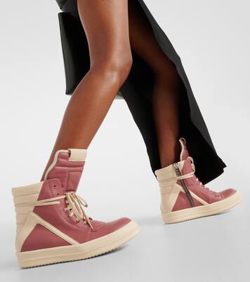 Geobasket leather high-top sneakers in pink - Rick Owens | Mytheresa