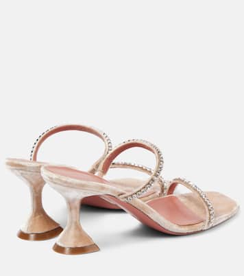 Gilda 70 embellished velvet sandals | Amina Muaddi