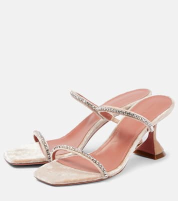 Gilda 70 embellished velvet sandals | Amina Muaddi