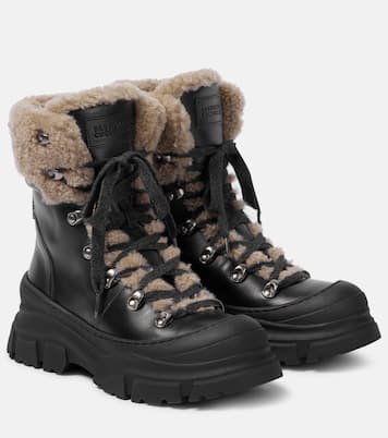 Stivaletti in pelle con shearling | Brunello Cucinelli