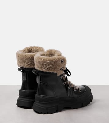 Stivaletti in pelle con shearling | Brunello Cucinelli