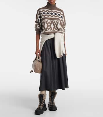 Stivaletti in pelle con shearling | Brunello Cucinelli