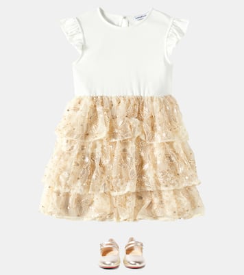 Abito in jersey e tulle con paillettes | Self-Portrait Kids