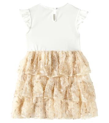 Abito in jersey e tulle con paillettes | Self-Portrait Kids