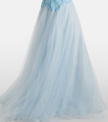 Edra floral strapless tulle gown | Costarellos