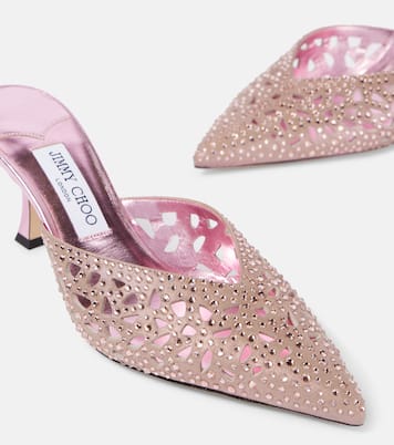 Mules Solar 70 in suede con cristalli | Jimmy Choo