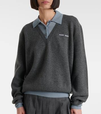 Cashmere and wool-blend polo sweater | Miu Miu