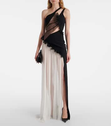 Vestido largo asimétrico semitranslúcido | Nensi Dojaka