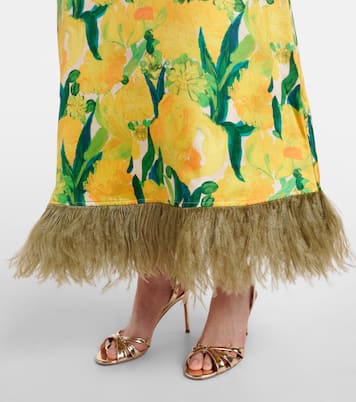 Maxikleid Swing aus Seide mit Federn | La DoubleJ