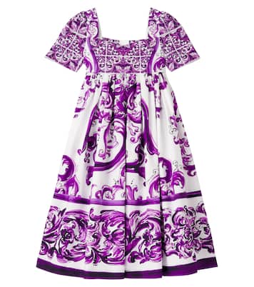 Abito Majolica in popeline di cotone | Dolce&Gabbana Kids